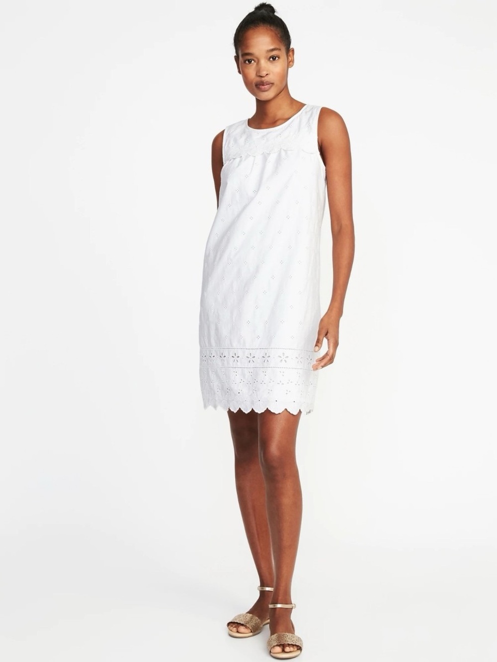 Old Navy Scalloped-Yoke Eyelet Sleeveless Midi Dress excellent condition L